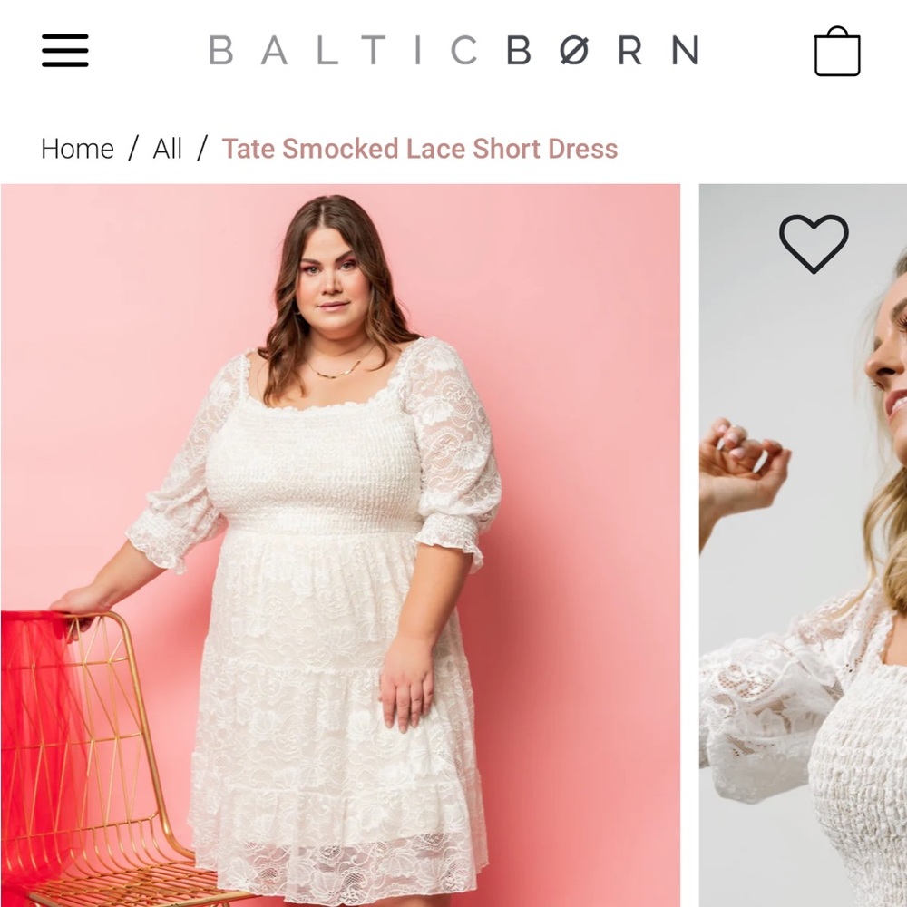 Baltic Born - Tate smoked lace dress size XL  Nude with white lace boho wedding